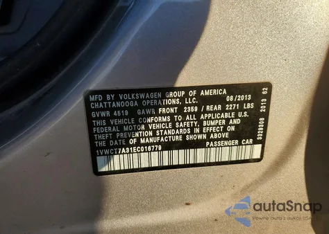 2014 Volkswagen Passat Sel from USA, damaged, VIN 1VWCT7A31EC016779